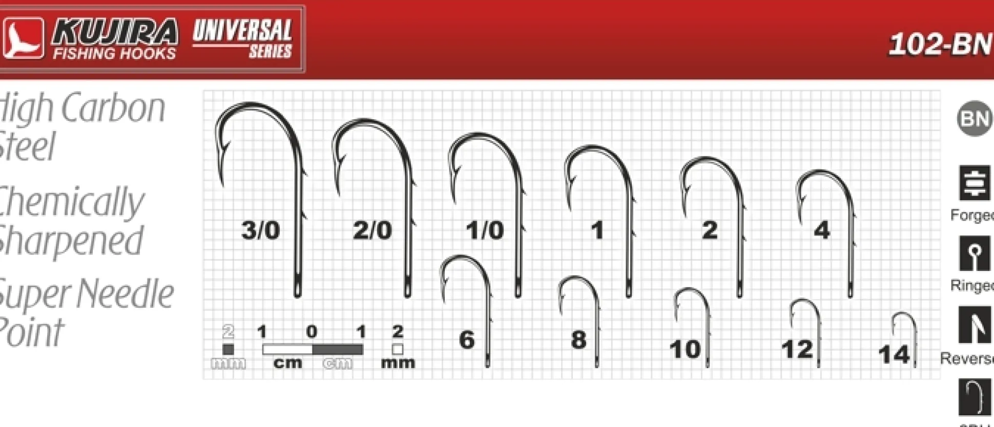 KUJIRA 102BN koukku väkäsillä #12 10kpl